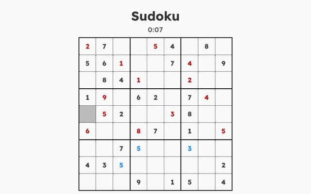 Sudoku oyunundan bir an